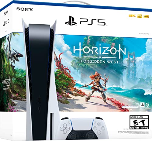 Playstation 5 Disc Version Console Horizon Forbidden West Bundle - 4K-TV Gaming, 16-GB GDDR6 RAM, 8K Output, WiFi 6, 825GB SSD F3014