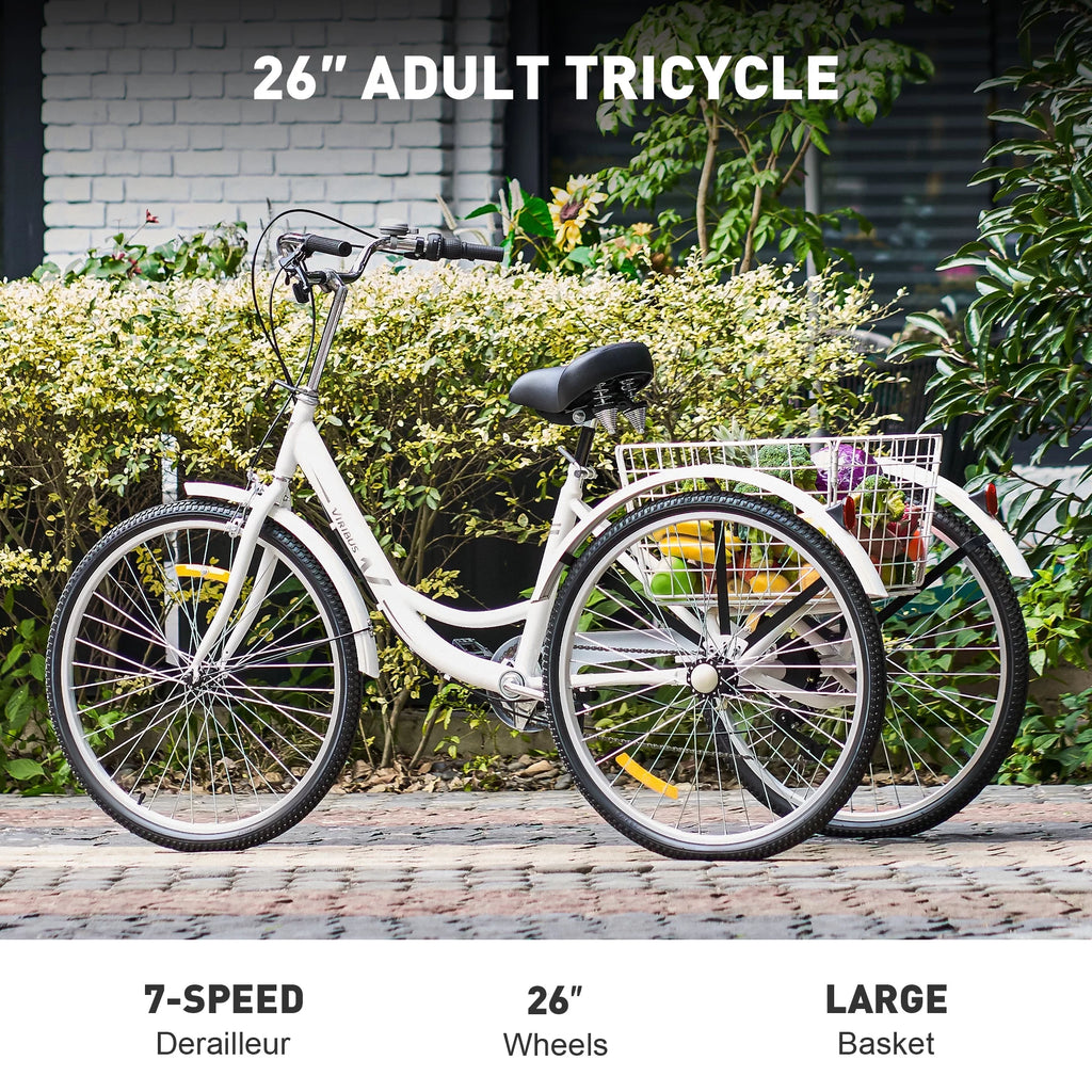 26 Inch 3 Wheel Bike with 7 Speeds & Basket R4889