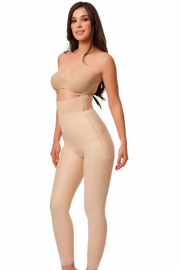 High Waist Girdle with Zippers Ankle Beige - 3XL X576