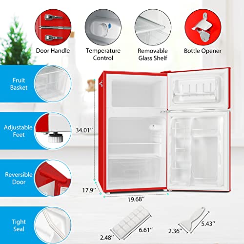 3.2 Cu.Ft 2 Door Mini Fridge with Freezer V5298