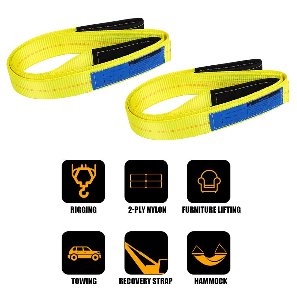 10'x2 Nylon Tow Strap 2 Pack 15,000lbs Heavy Duty Lifting Sling X36219