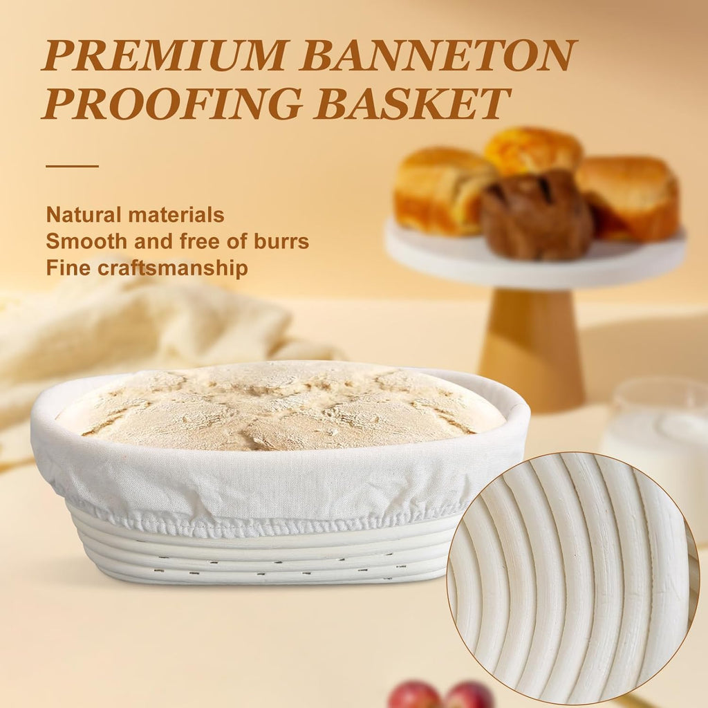 Set of 2 10 Inch Oval Cane Bread Proofing Baskets J3404
