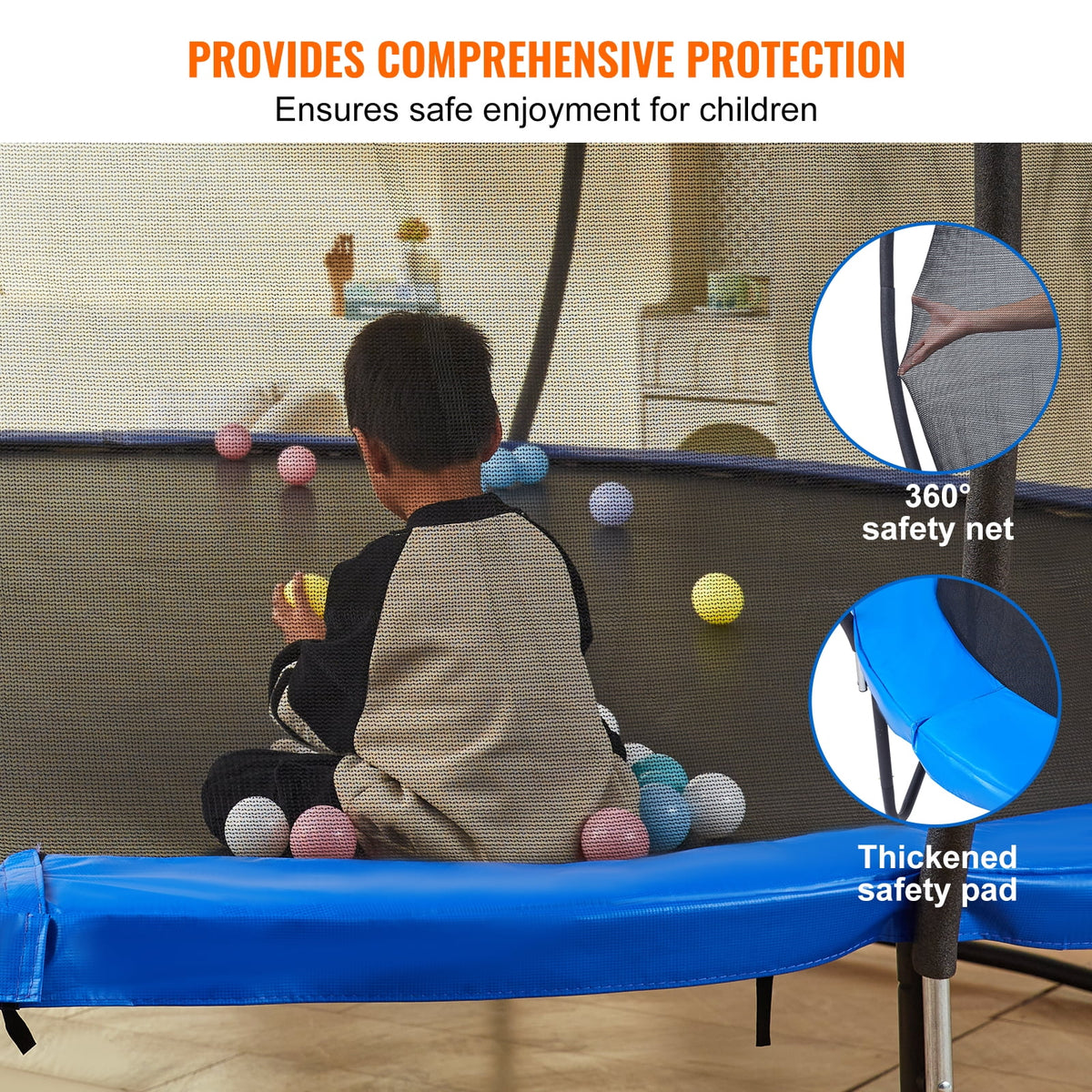 14FT Outdoor Recreational Trampoline with Safety Enclosure Basketball Net O8440
