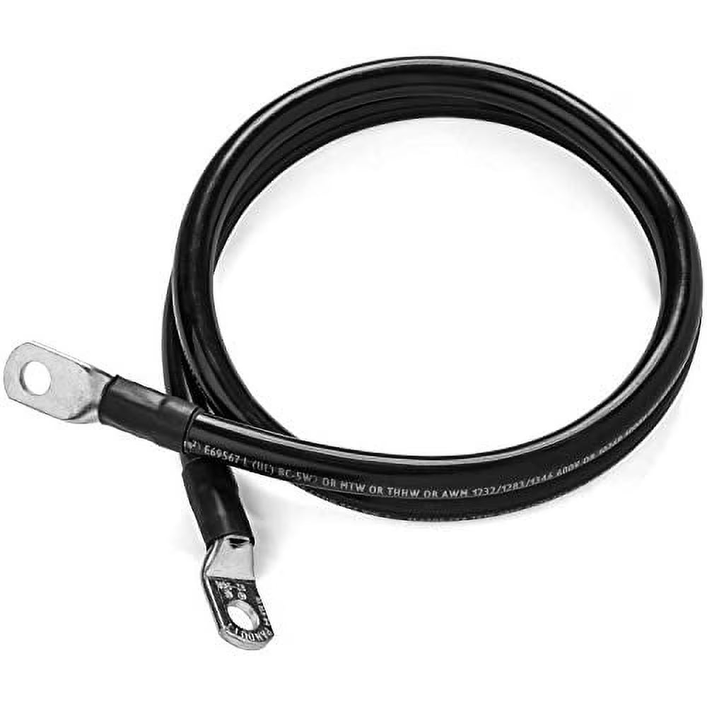 Black 10 Foot 2/0 AWG Battery Cable with 3/8" Ring Terminals D47013