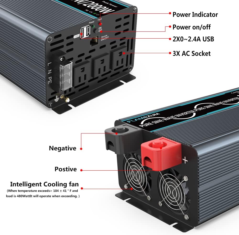 1000W Pure Sine Wave Inverter 12V to 110V X84854