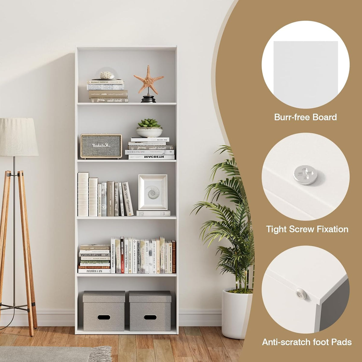 5-Shelf Wood Bookcase Y53980