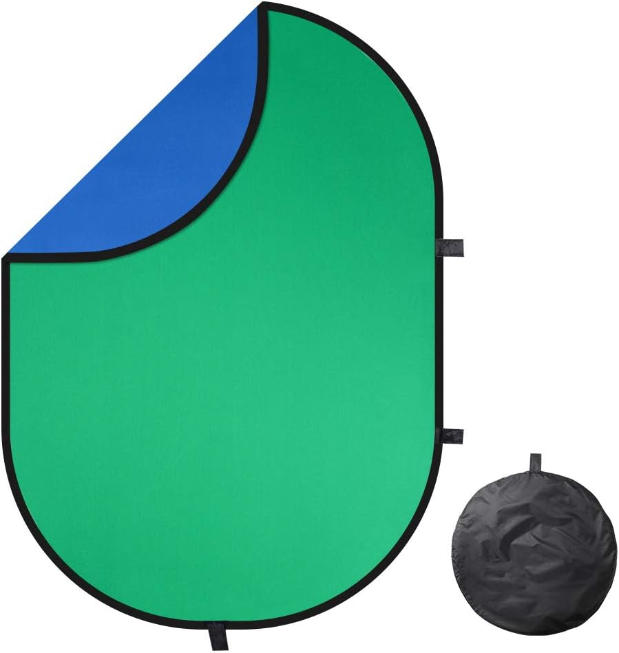6.5 x 4.7 Ft Collapsible Blue Green Chromakey Backdrop with Carry Bag A96416