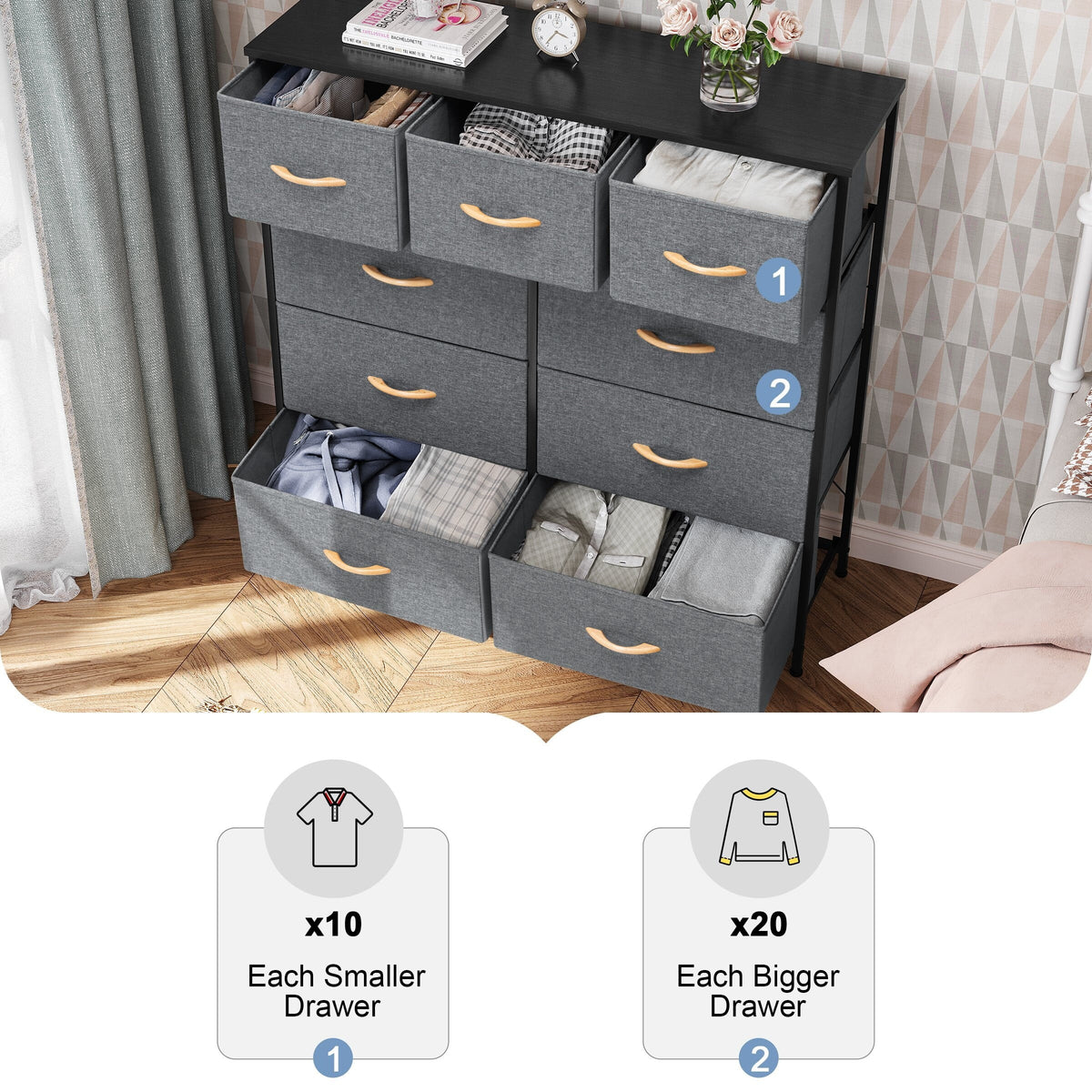 9 Drawer Grey Wood Dresser N428567