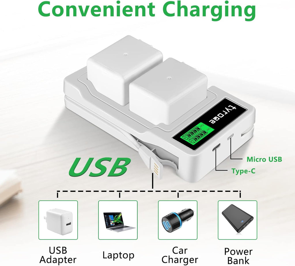3 Pack Rechargeable Li-ion Replacement Battery and Dual LCD Charger Q6766