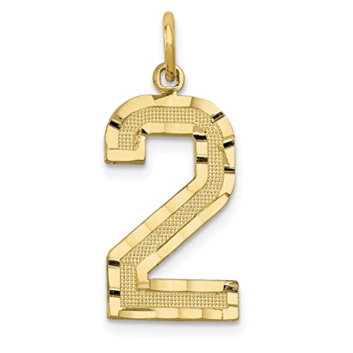 10K Yellow Gold Diamond Cut Number 2 Charm O726