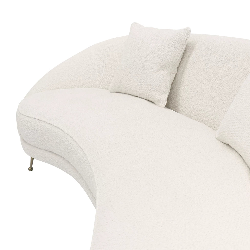 Ivory Textured Fabric Curved Sofa T193318