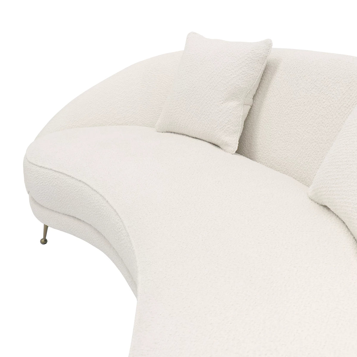 Ivory Textured Fabric Curved Sofa T193318