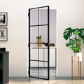 Black 32.7"x79.3" Tempered Glass Aluminum Slim Interior Door B49586