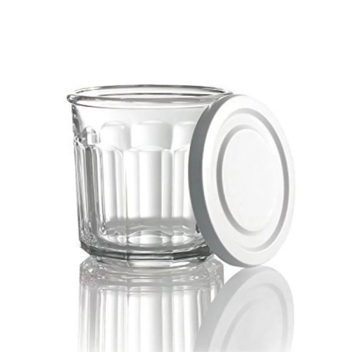 Glass Storage Jar with White Lid, 14-Ounce, Set of 8 M193452