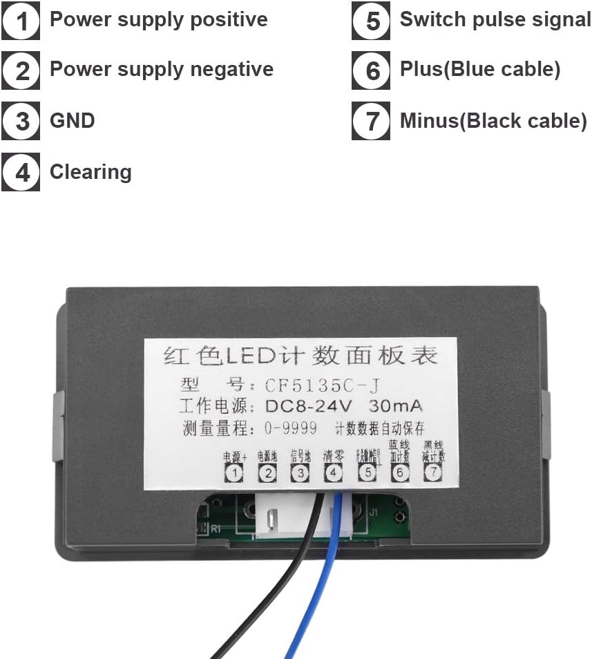 4 Digit 0-9999 Up/Down Plus/Minus LED Digital Counter Meter R4544