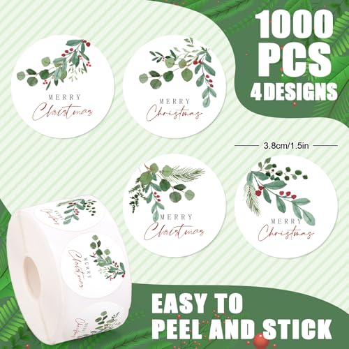 1000 Pcs Christmas Stickers Roll Self-Adhesive E19466