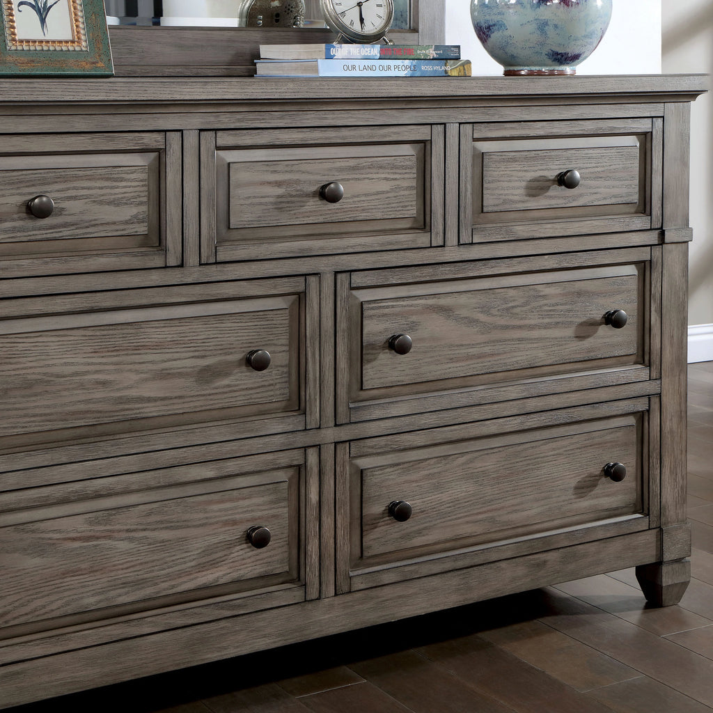 Gray Wood 7-Drawer Dresser with Mirror X751