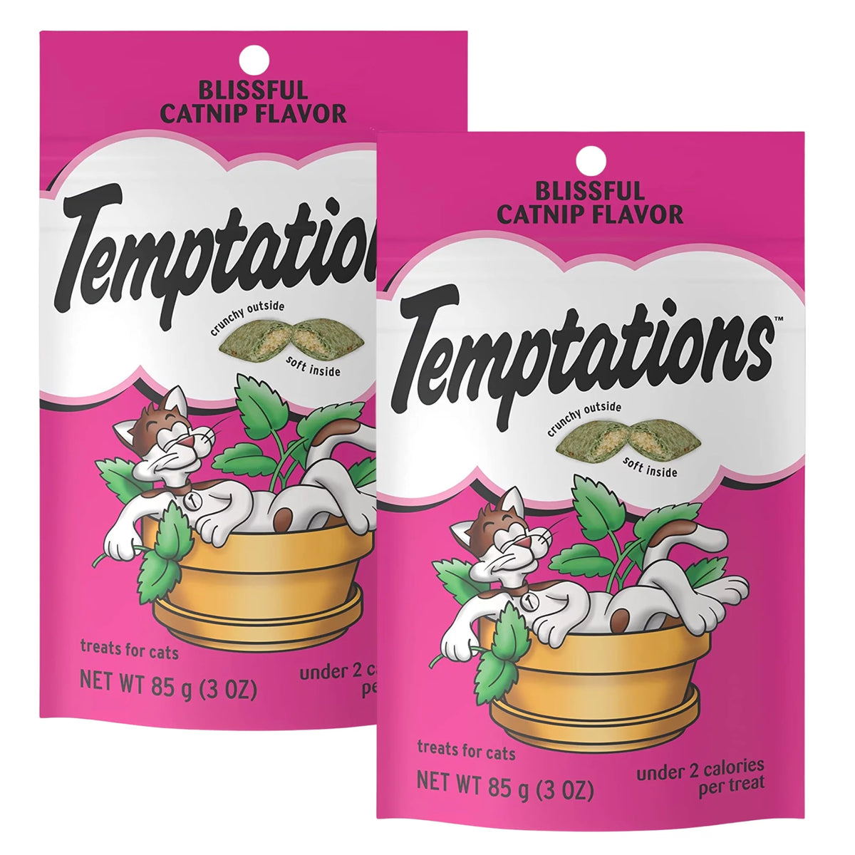 Classic Crunchy & Soft Cat Treats Blissful Catnip Flavor 3oz Resealable Pouch Pack of 2 Y986165