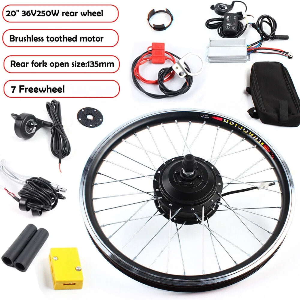 20'' 36V 250W E-Bike Rear Wheel Motor Conversion Kit D5630