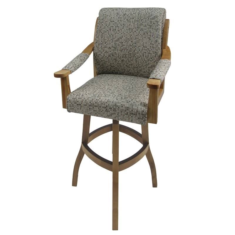 30x22 Swivel Solid Wood Bar Stool in Peppered Gray K30454