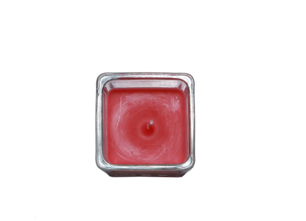 Red Square Glass Votive Candle X25350