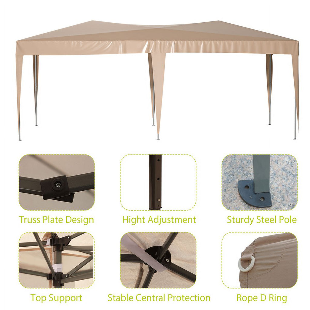 Beige 10 x 20 ft Pop Up Canopy Tent with 6 Removable Sidewalls & Carry Bag K593