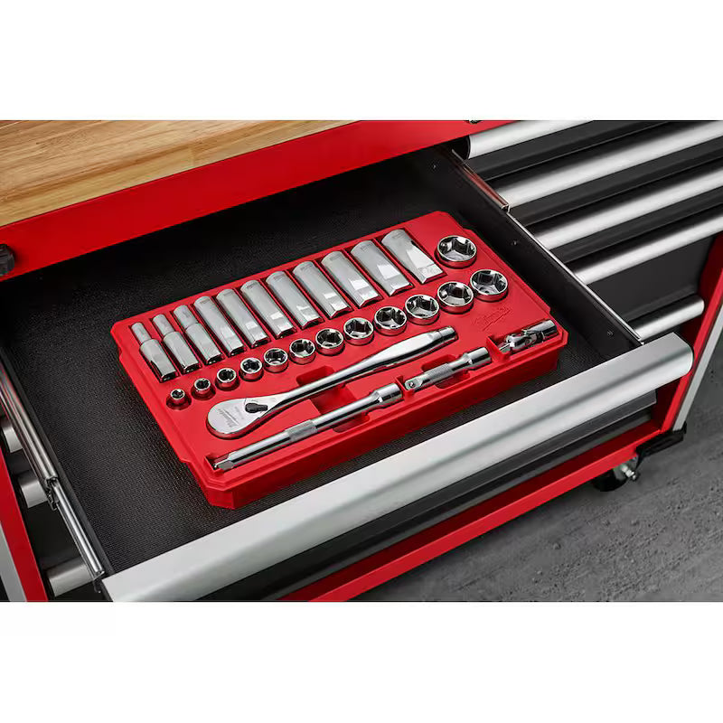3/8 in. Drive SAE Ratchet and Socket Mechanics Tool Set (28-Piece) P153