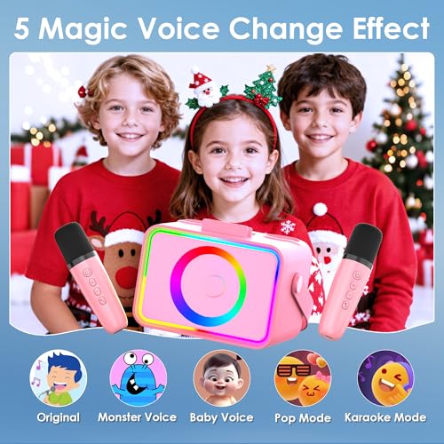 Portable Bluetooth Karaoke Machine with 2 Wireless Microphone and LED Lights W8549