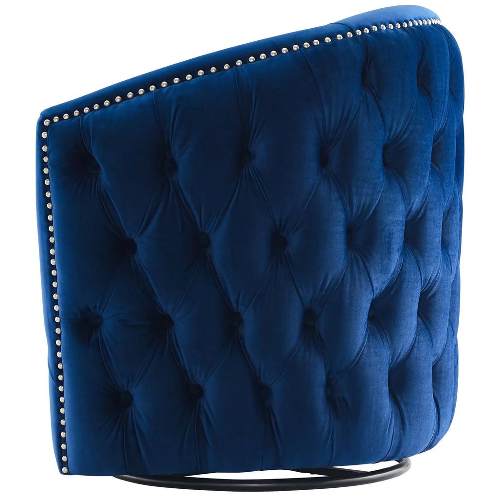 Navy Blue Velvet Accent Armchair B5053