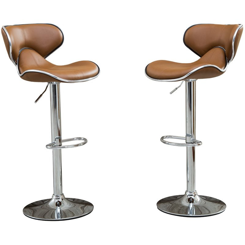 Faux Leather Swivel Barstool in Camel - Set of 4 C1106