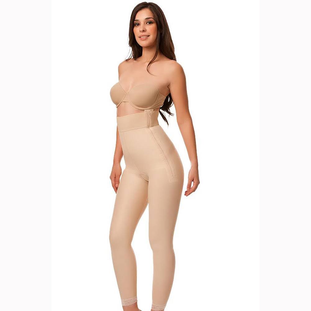High Waist Girdle with Zippers Ankle Beige - 3XL X576