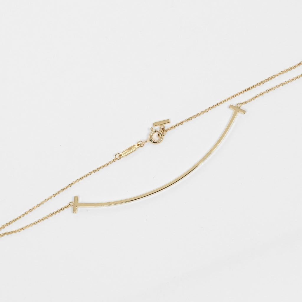 T Smile Large Necklace 6.9cm K18 YG Yellow Gold Approx. 3.8g D18998