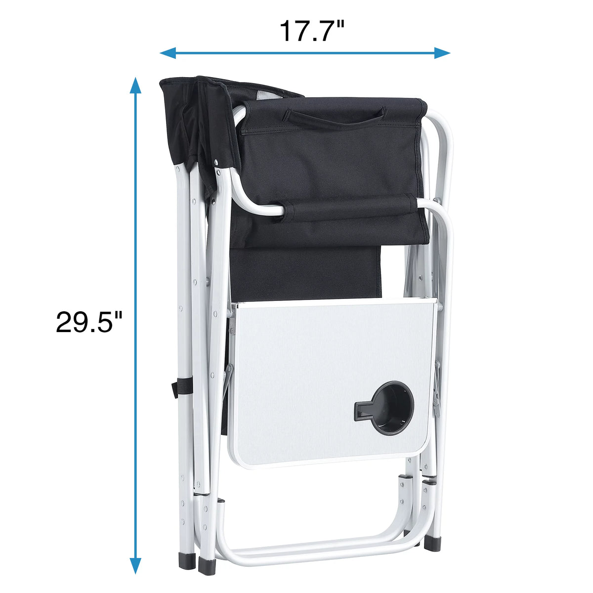 2 Piece Padded Folding Chair with Side Table and Storage Pockets W579768