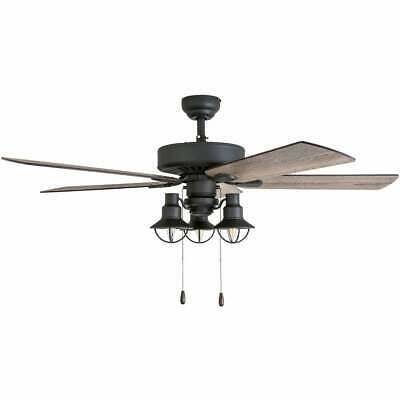 Rustic Industrial Farmhouse LED Ceiling Fan with Light Kit and Remote, 52x22 W1573