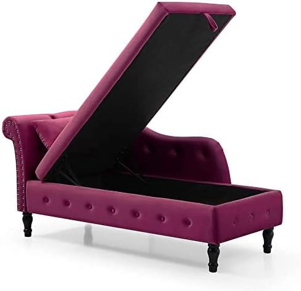 Tufted Velvet Chaise Lounge with Nailhead Trim O6412