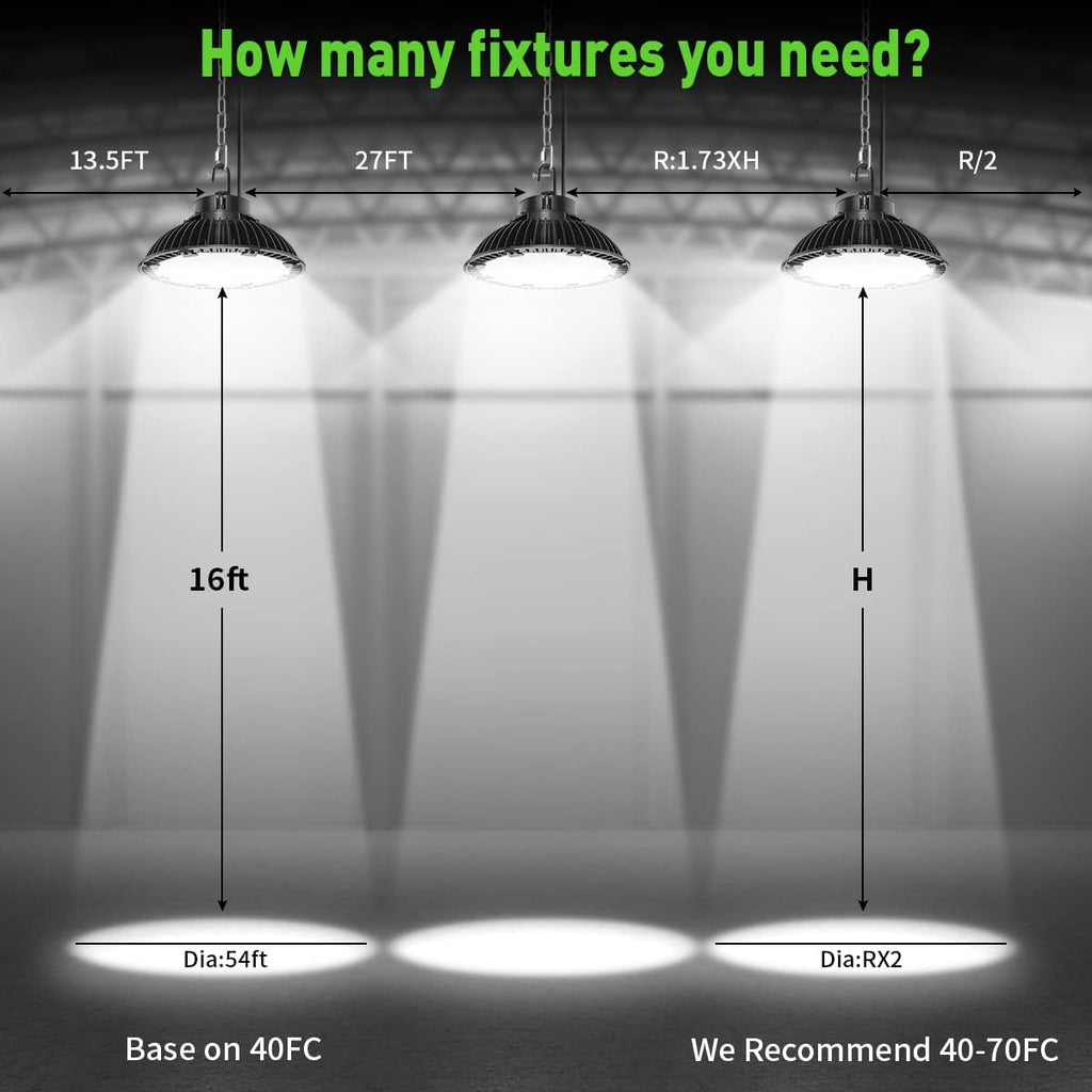200W Dimmable LED High Bay Light, 28000LM, 100-277V, 5000-5500K, IP65 Waterproof K45507
