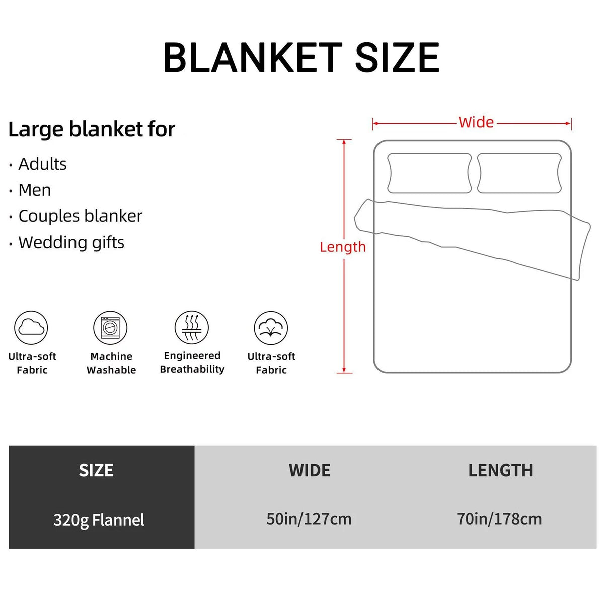 Flannel Warm Throw Blanket 50 x 70 inches J119