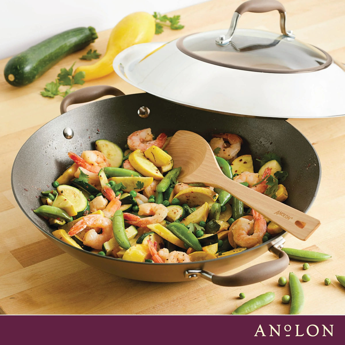 14 Inch Hard Anodized Nonstick Wok with Lid V692351