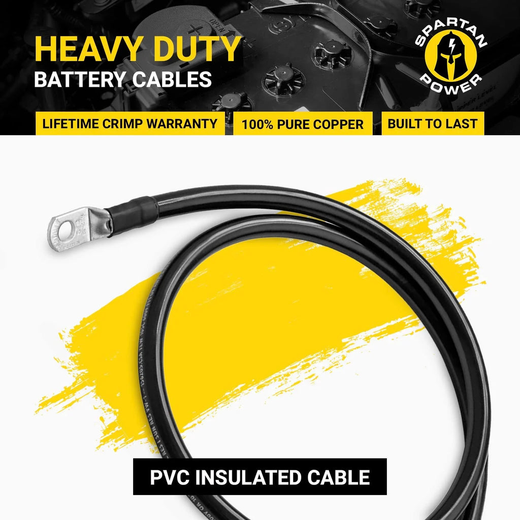Black 10 Foot 2/0 AWG Battery Cable with 3/8" Ring Terminals D47013