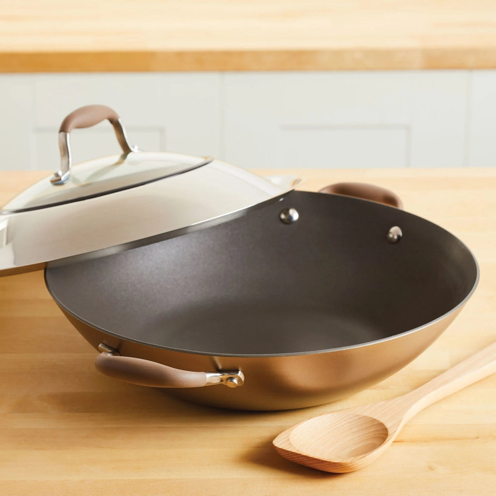 14 Inch Hard Anodized Nonstick Wok with Lid V692351