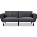 Dark Grey Linen Upholstered Sofa Bed with Wooden Legs Q564