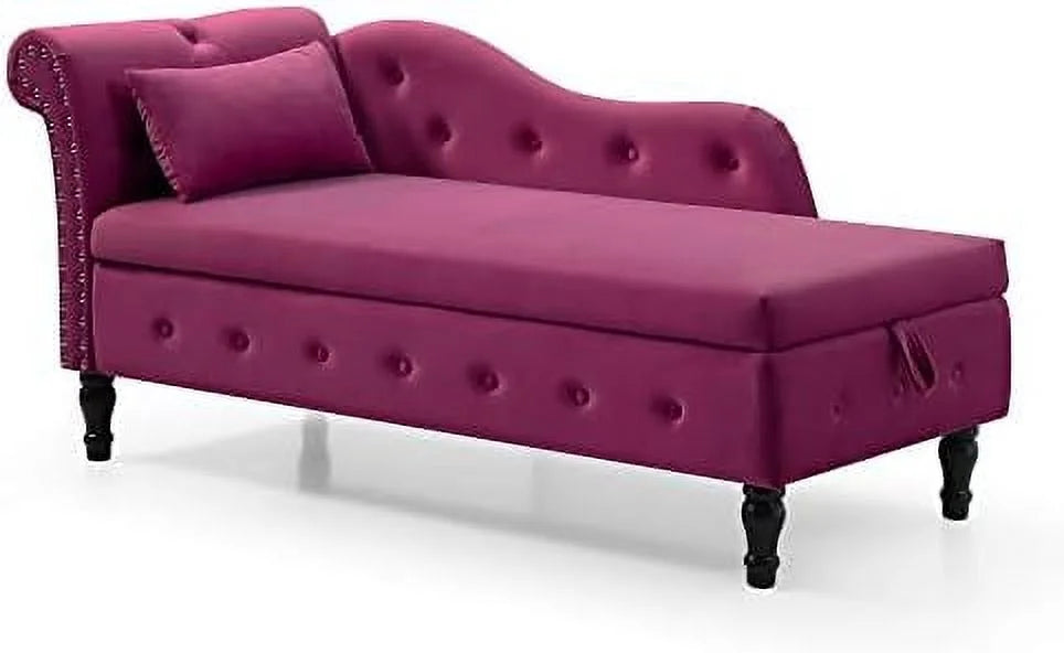 Tufted Velvet Chaise Lounge with Nailhead Trim O6412