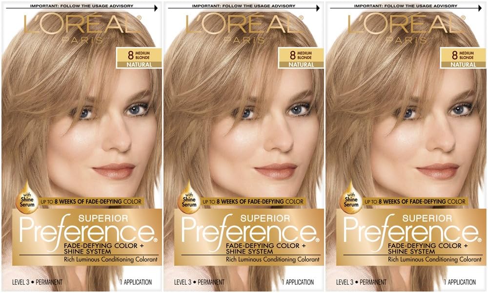 8 Medium Blonde Permanent Hair Color, Pack of 3 N573728