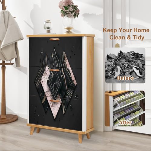 3 Flip Drawers Wooden Shoe Cabinet H275