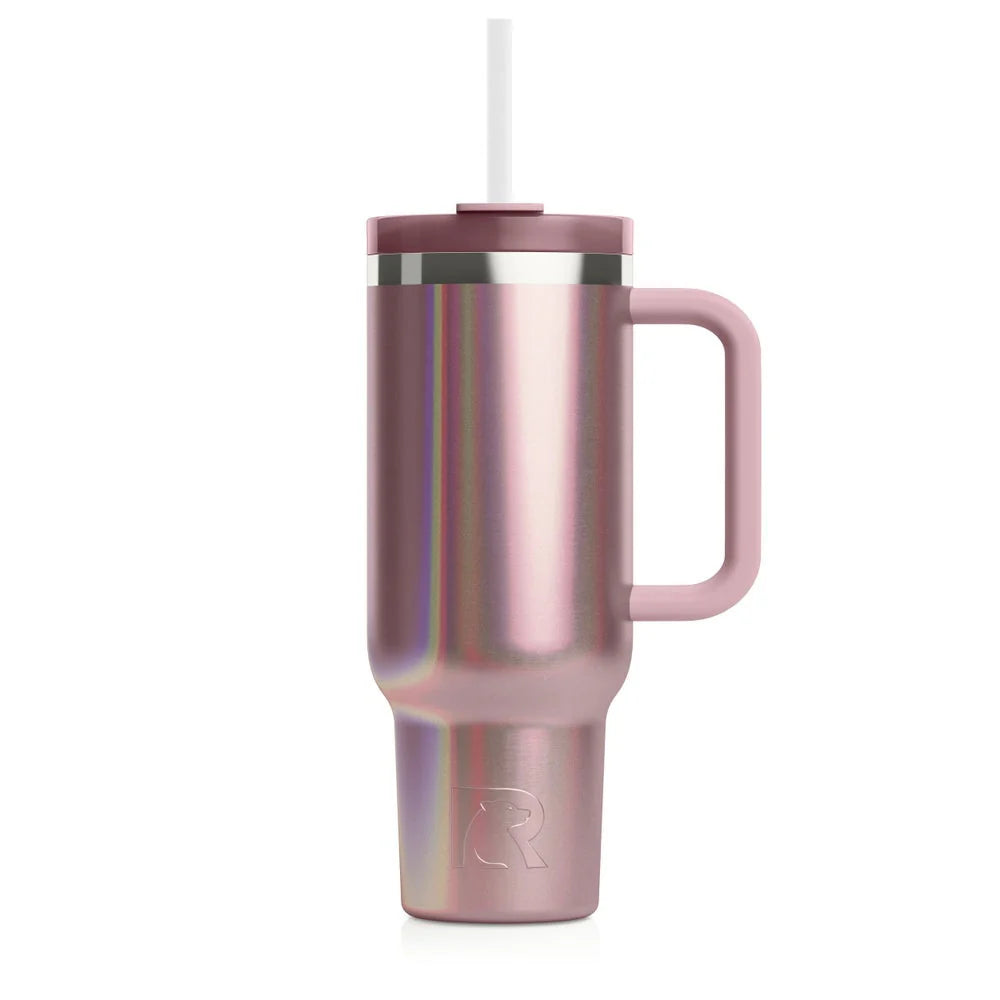 30 oz Insulated Stainless Steel Tumbler with Lid Handle and Straw U66885