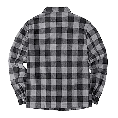 Mens Long Sleeve Sherpa Lined Flannel Shirt Jacket C7125