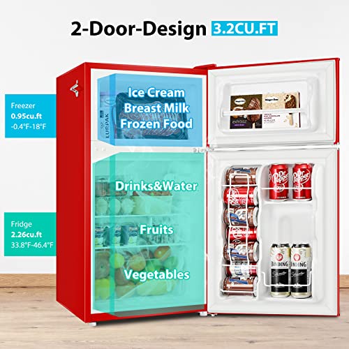 3.2 Cu.Ft 2 Door Mini Fridge with Freezer V5298