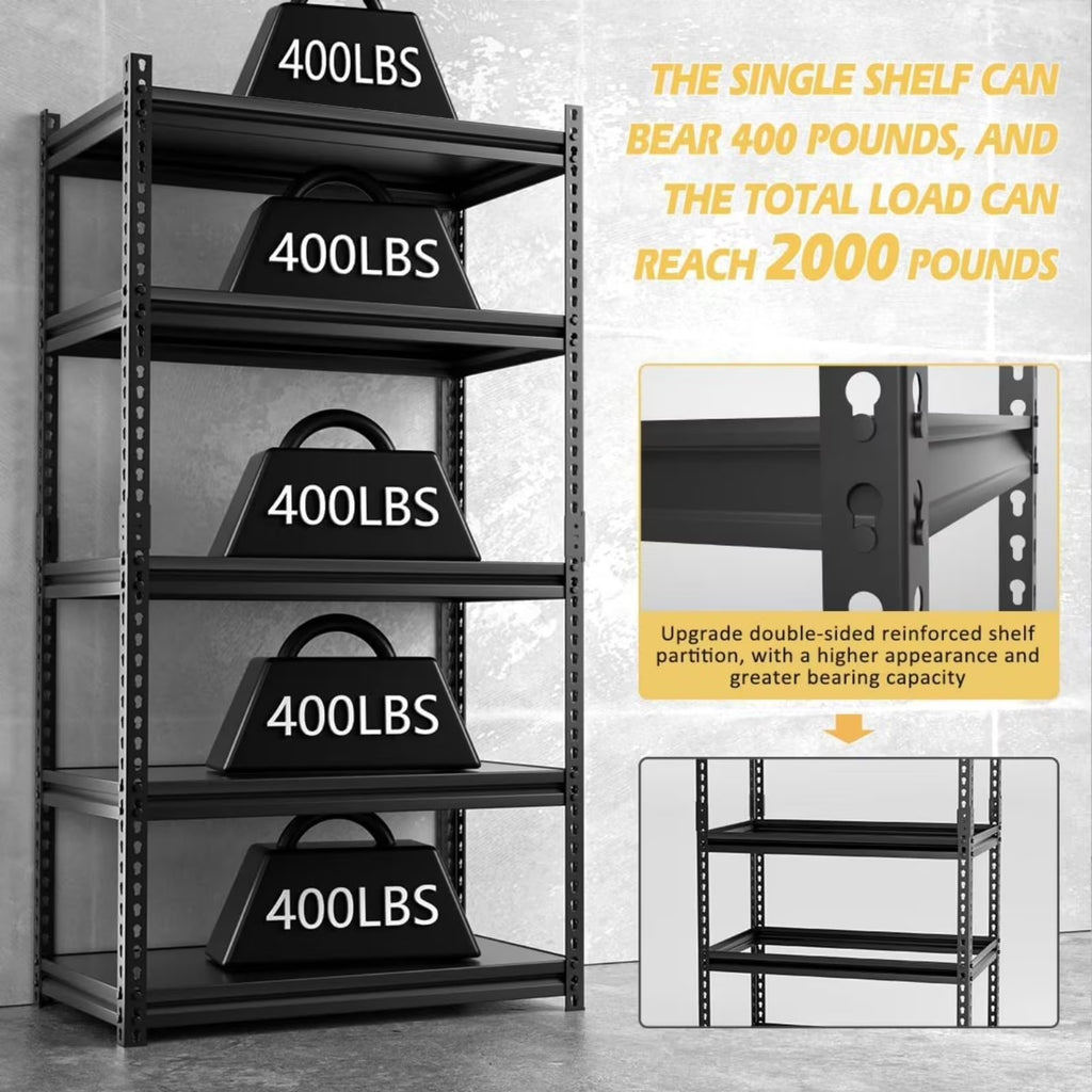 Heavy Duty 5-Tier Metal Garage Storage Shelving Rack, 35.8" W x 16.2" D x 72" H A57960