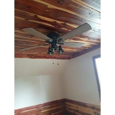 Rustic Industrial Farmhouse LED Ceiling Fan with Light Kit and Remote, 52x22 W1573