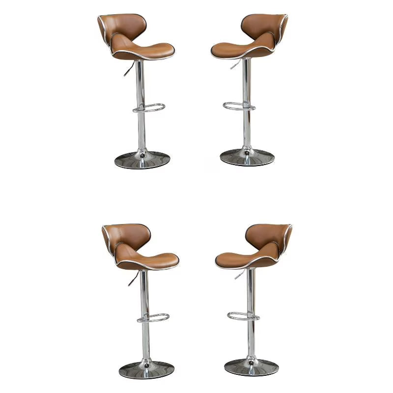 Faux Leather Swivel Barstool in Camel - Set of 4 C1106